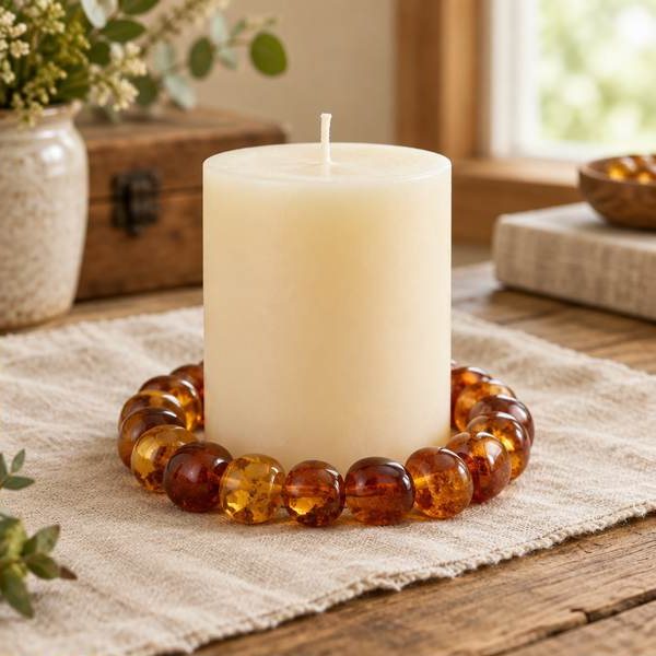 Amber Bead Candle Ring
