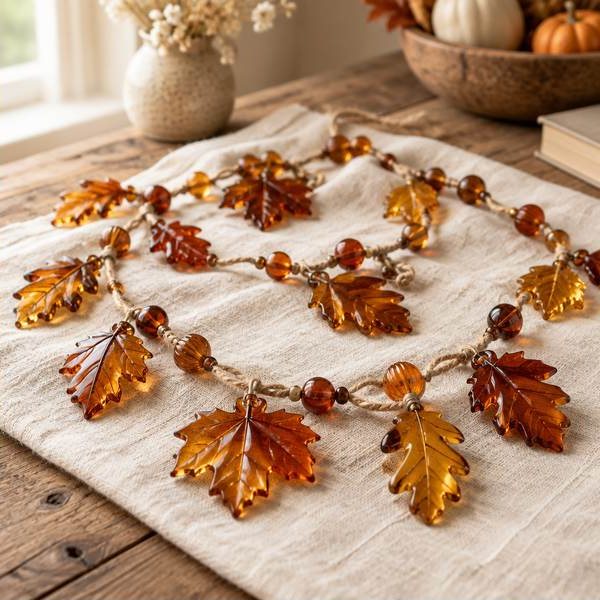 Autumn Glass Leaf Garland