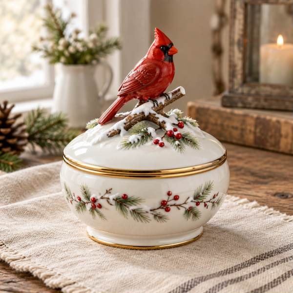 Cardinal in Winter Music Box