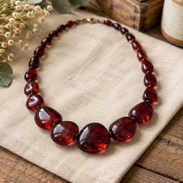 Cherry Amber Statement Necklace