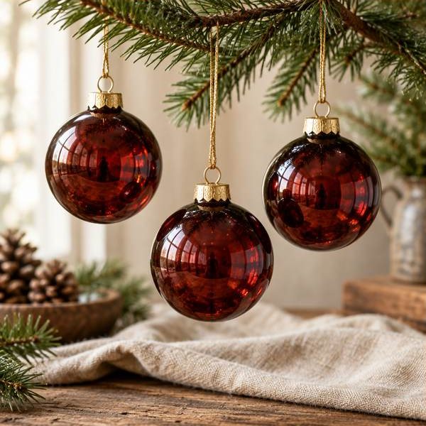 Cherry Glow Glass Ornament Trio