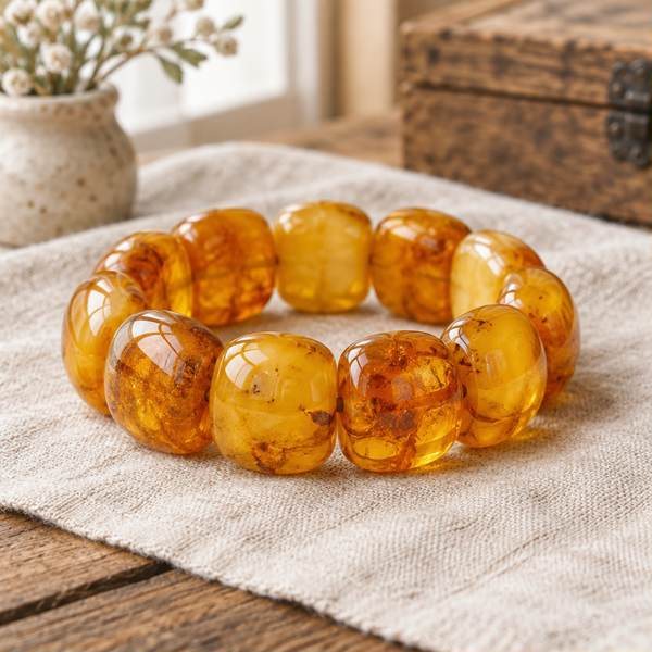 Chunky Amber Stretch Bracelet