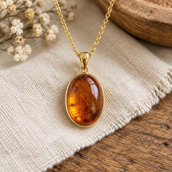 Cognac Oval Bezel Pendant