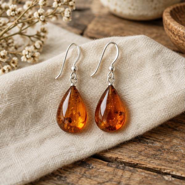 Cognac Teardrop Earrings