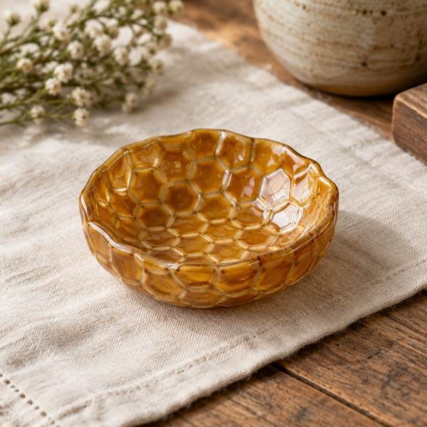 Honeycomb Amber Glass Dish
