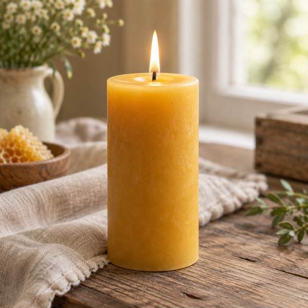 Honeyed Beeswax Pillar Candle