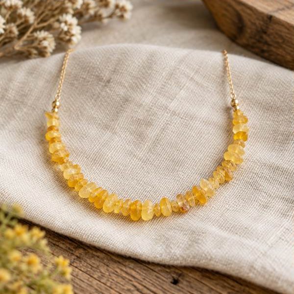 Lemon Amber Chip Necklace