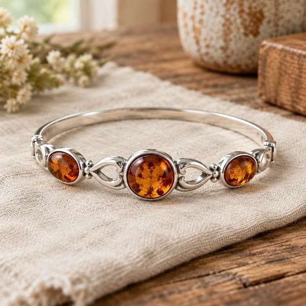 Sterling Amber Bangle